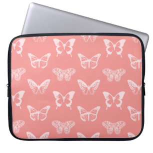 Schmetterlingskizze, Korallenrosa Laptopschutzhülle