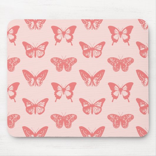 Schmetterlingskizze, Korallenrosa Mousepad (Vorne)