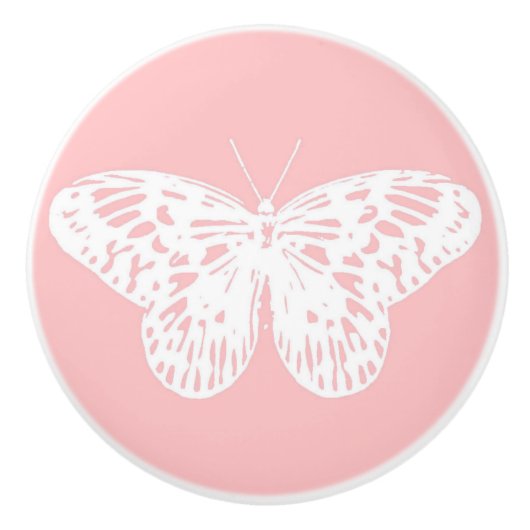 Schmetterlingskizze, Muschel pink und weiß Keramikknauf (Vorderseite)