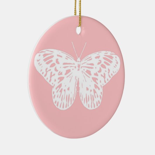 Schmetterlingskizze, Muschel pink und weiß Keramikornament (Rechts)