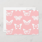 Schmetterlingskizze, Muschel pink und weiß Postkarte (Vorne/Hinten)