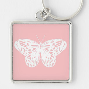 Schmetterlingskizze, Muschel pink und weiß Schlüsselanhänger