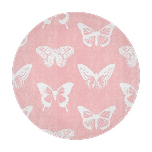 Schmetterlingskizze, Muschel pink und weiß Schneidebrett (Vorderseite)