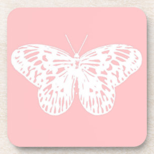 Schmetterlingskizze, Muschel pink und weiß Untersetzer