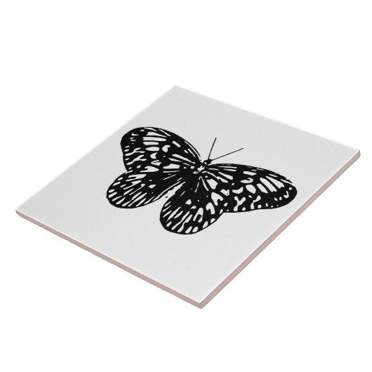 Schmetterlingskizze, schwarz-weiß fliese (Seite)