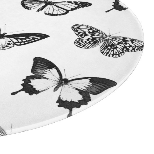 Schmetterlingskizze, schwarz-weiß schneidebrett (Ecke)