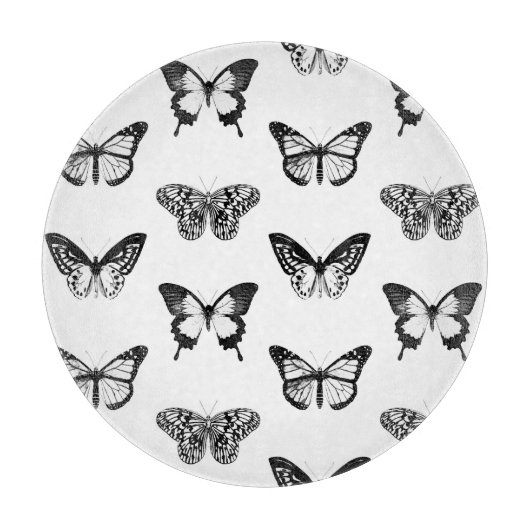 Schmetterlingskizze, schwarz-weiß schneidebrett (Vorderseite)