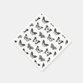 Schmetterlingskizze, schwarz-weiß serviette (Ecke)