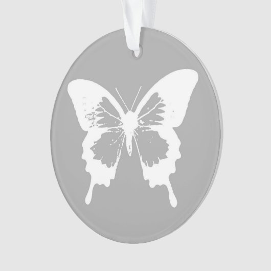 Schmetterlingskizze, silbergrau und weiß ornament (Vorderseite)