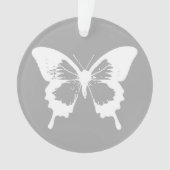 Schmetterlingskizze, silbergrau und weiß ornament (Vorderseite)