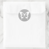 Schmetterlingskizze, silbergrau und weiß runder aufkleber (Tasche)