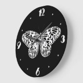 Schmetterlingskizze, weiß und schwarz große wanduhr (Winkel)