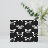 Schmetterlingskizze, weiß und schwarz postkarte (Stehend Vorderseite)