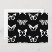 Schmetterlingskizze, weiß und schwarz postkarte (Vorne/Hinten)