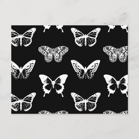 Schmetterlingskizze, weiß und schwarz postkarte (Vorderseite)