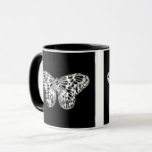 Schmetterlingskizze, weiß und schwarz tasse (Vorderseite Links)