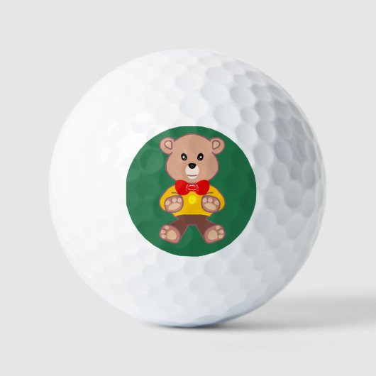 Schmetterlingskrawatten-Teddybär auf Grün Golfball (Vorderseite)