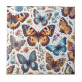 Schmetterlingskunst-Blume Fliese (Vorderseite)