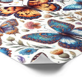 Schmetterlingskunst-Blume Poster (Ecke)