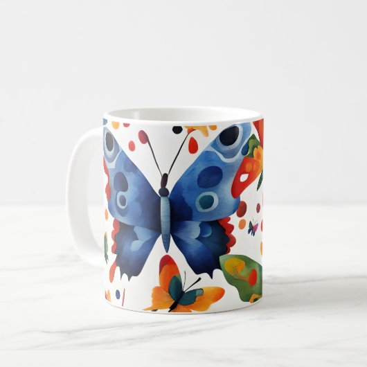 Schmetterlingskunst Kaffeetasse (Vorderseite Links)