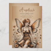 Schmetterlingskupfer-Fairy Einladung (Vorne/Hinten)