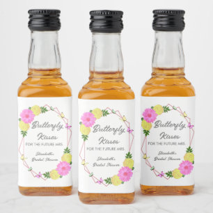 Schmetterlingsküsse für die zukünftige Mrs. Brautp Alkoholflaschenetikett