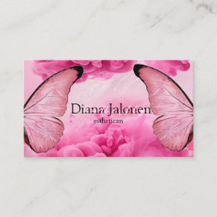 Schmetterlingslogo auf falschem rosa Glitter Visitenkarte