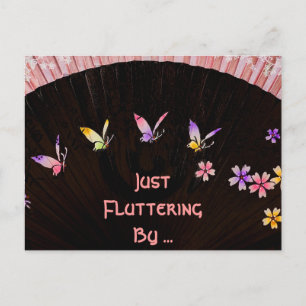 Schmetterlingslüfter auf rosa Spitzen-Glück Postkarte