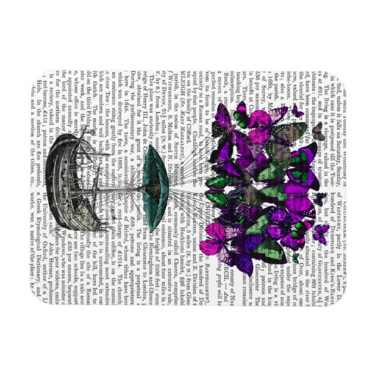Schmetterlingsluftschiff 2 Lila und grün Magnet (Horizontal)