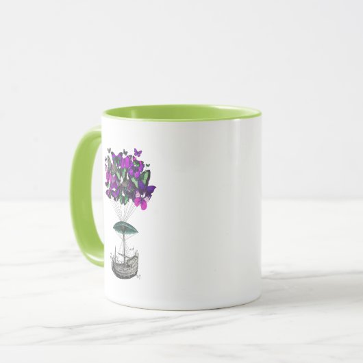 Schmetterlingsluftschiff 2 Lila und grün Tasse (Vorderseite Links)