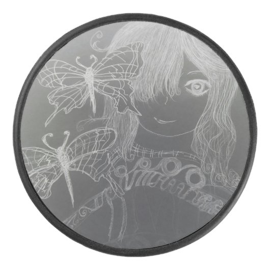 Schmetterlingsmädchen  eishockey puck (Vorderseite)