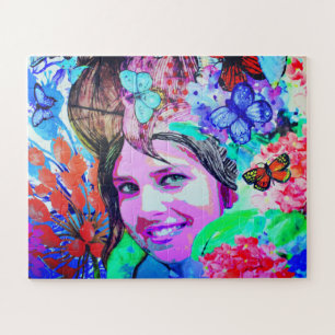 Schmetterlingsmädchen Kunst Puzzle