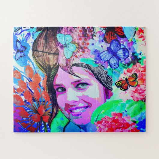 Schmetterlingsmädchen Kunst Puzzle (Horizontal)