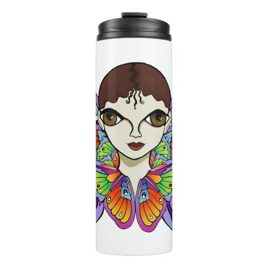 Schmetterlingsmädin Frauenspitze Thermosbecher (Vorderseite)