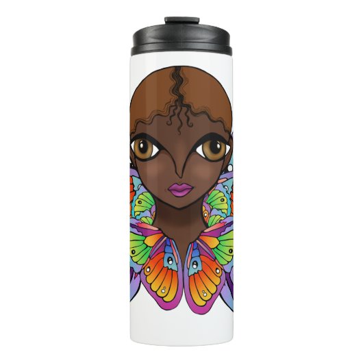 Schmetterlingsmädin Frauenspitze Thermosbecher (Vorderseite)