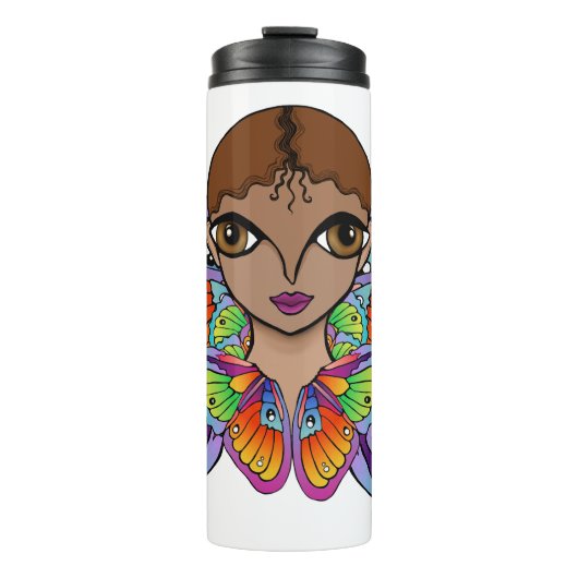 Schmetterlingsmädin Frauenspitze Thermosbecher (Vorderseite)