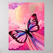 Schmetterlingsmalerei fliegt zur Nebelsonne am Nac Poster (Vorne)