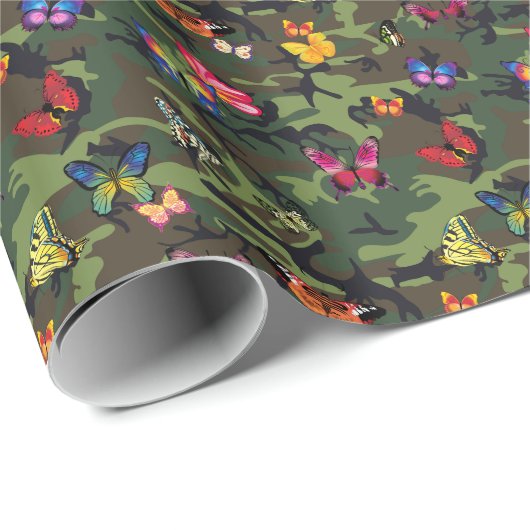 Schmetterlingsmarouflage Geschenkpapier (Rolleneckpunkt)