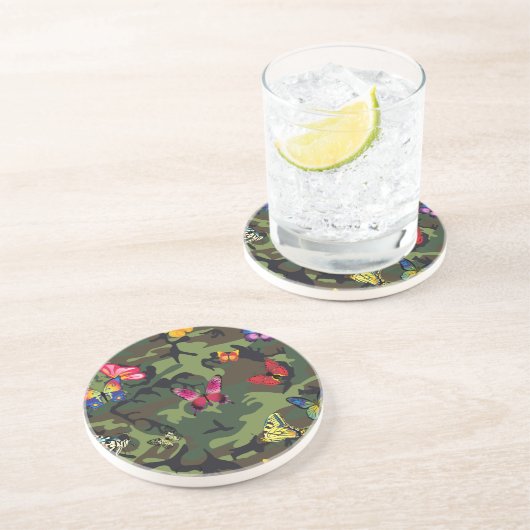 Schmetterlingsmarouflage Getränkeuntersetzer (Seite)