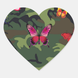 Schmetterlingsmarouflage Herz-Aufkleber