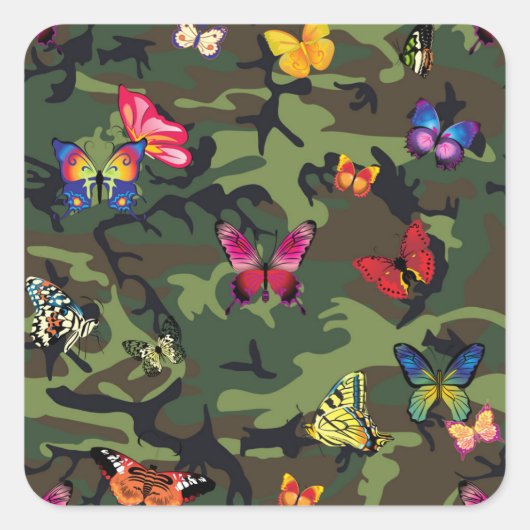 Schmetterlingsmarouflage Quadratischer Aufkleber (Vorderseite)