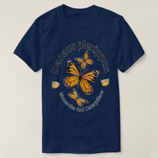 Schmetterlingsmonarchen und Raupen und Milchkraut T-Shirt (Design vorne)