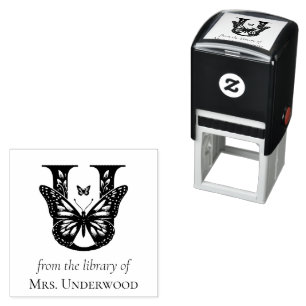 Schmetterlingsmonogramm Buchstabe U Aus der Biblio Permastempel