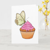 Schmetterlingsmuffin Karte (Gelbe Blume)