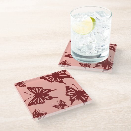 Schmetterlingsmuster 2 glasuntersetzer (Schrägansicht)