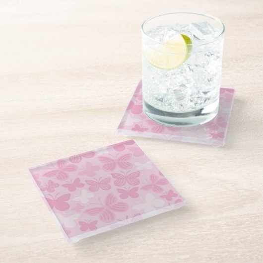 Schmetterlingsmuster 2 glasuntersetzer (Schrägansicht)