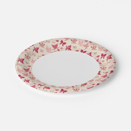 Schmetterlingsmuster 3 pappteller (Schrägansicht)