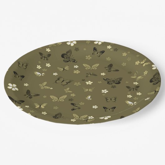 Schmetterlingsmuster 4 pappteller (Schrägansicht)