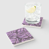 Schmetterlingsmuster - Amethyst und Gold Textur Steinuntersetzer (Seitenansicht)