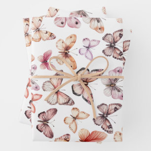 Schmetterlingsmuster Aquarell Elegantes Schönes Ge Geschenkpapier Set